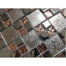 Steel Crystal Gold Glass Square Mosaic Tiles Sheet Walls Floors Bathroom Kitchen